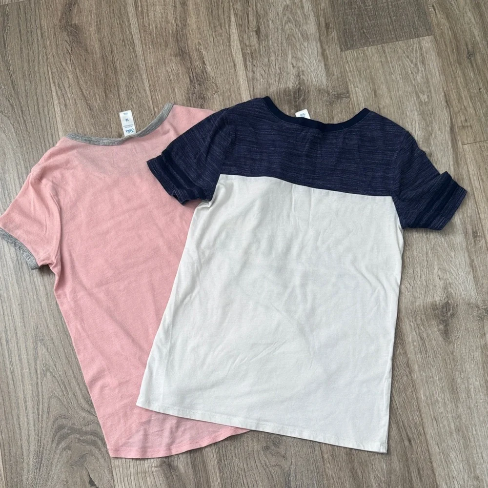 Justice Girl Bundle Pink and Navy Short Sleeve Tees Size 10